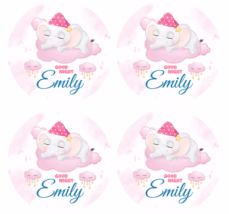 Untersetzer personalisiert mit schlafendem elefanten - TenStickers