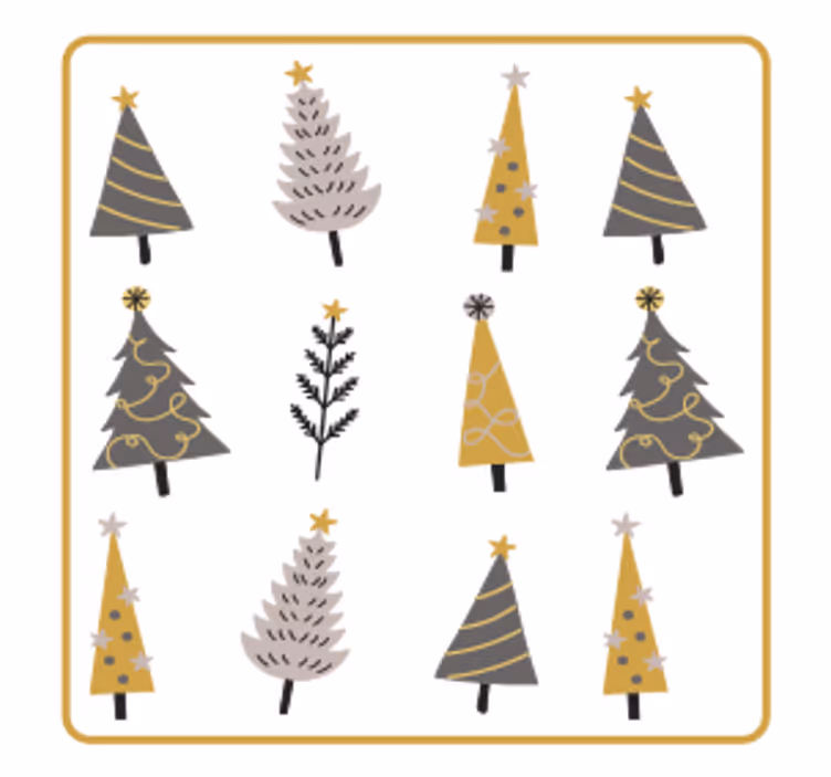 Untersetzer Weihnachten Baummuster mit rahmen - TenStickers
