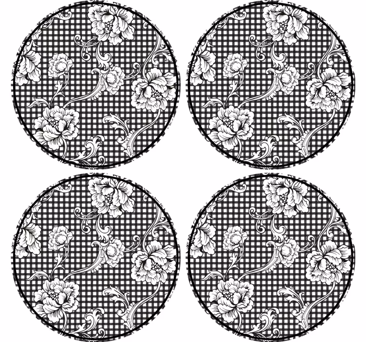 Untersetzer mit floralem karomuster - TenStickers