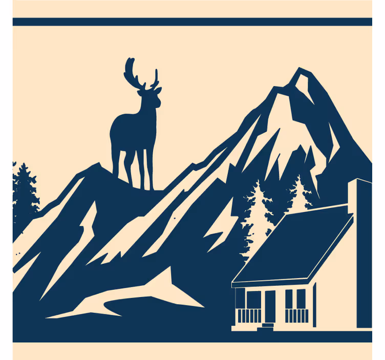 Vintage untersetzer mit bergszene und hirsch - TenStickers