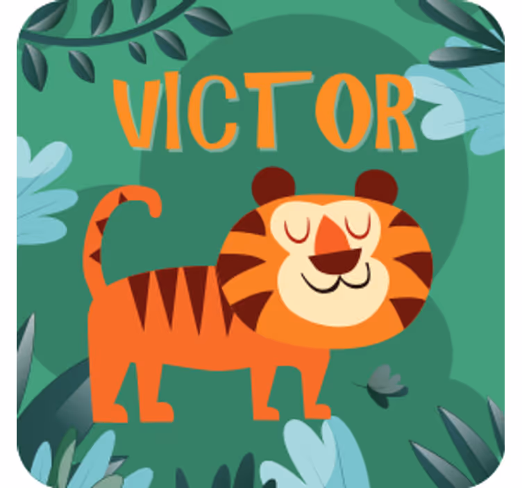 Untersetzer personalisiert mit fröhlicher tiger-illustration - TenStickers