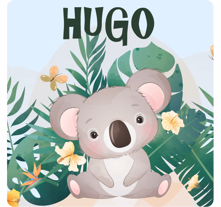 Untersetzer personalisiert Süßer koala für jungen mit Namen - TenStickers