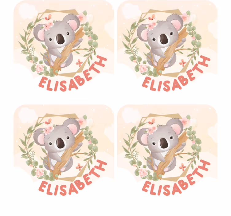 Untersetzer personalisiert süßer koala mit blumen - TenStickers