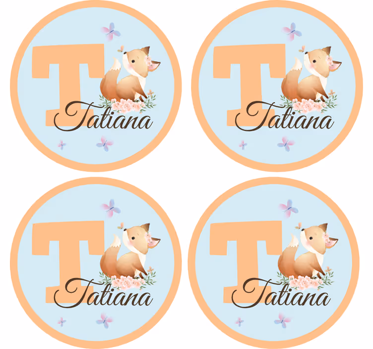 Untersetzer personalisiert mit verspieltem fuchsdesign - TenStickers