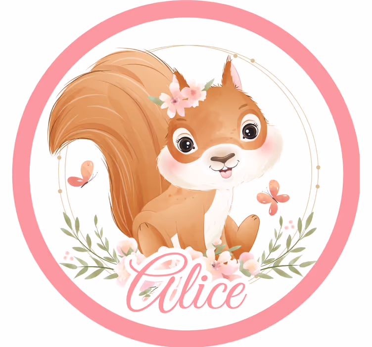 Untersetzer personalisiert süße eichhörnchen illustration - TenStickers