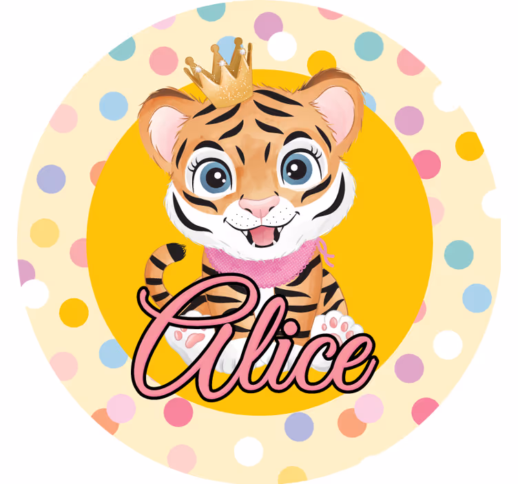 Untersetzer personalisiert mit gekröntem tiger charakter - TenStickers