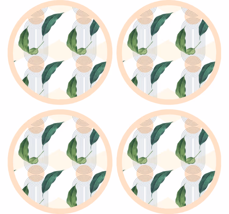 Untersetzer modern mit blättrigem geometrischen muster - TenStickers