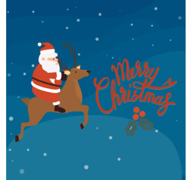 Untersetzer weihnachten santa auf dem rentier - TenStickers