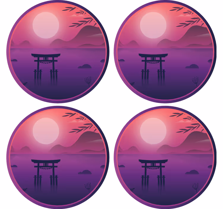 Untersetzer modern ruhige sonnenuntergang landschaft - TenStickers