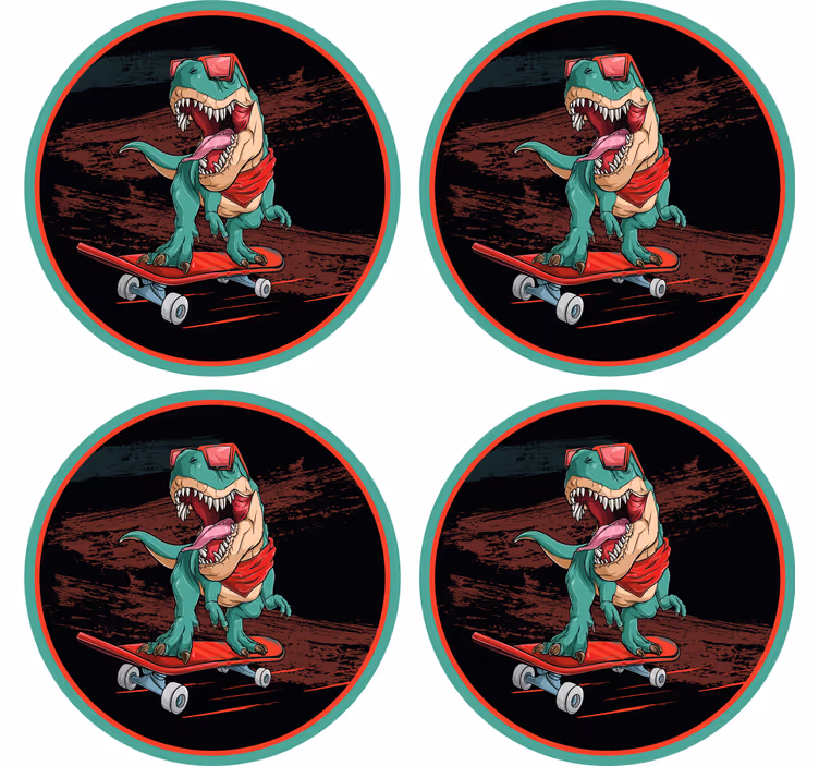 Untersetzer freak mit skateboard dinosaurier grafik - TenStickers