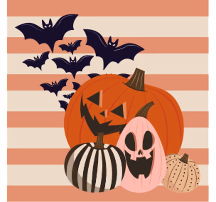 Untersetzer halloween kürbis trio mit fledermäusen - TenStickers