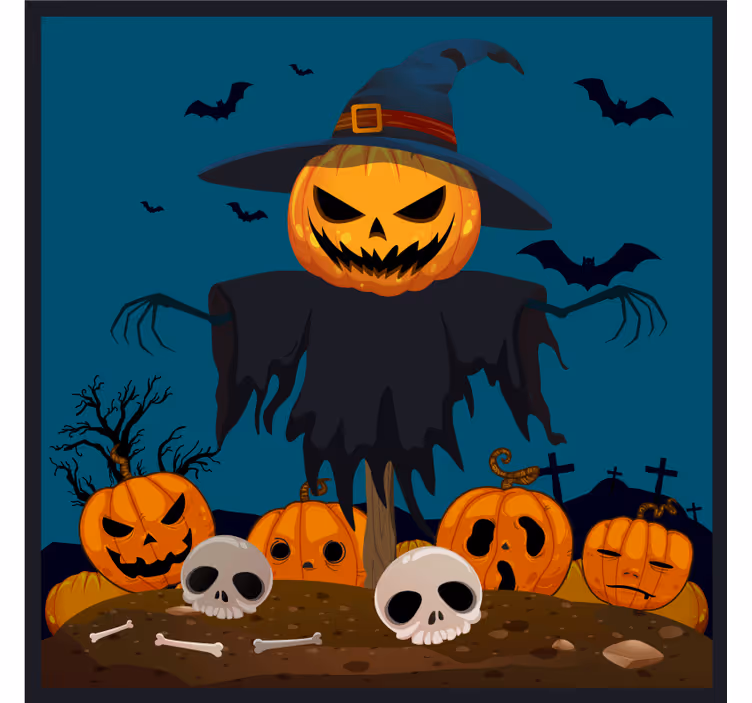 Untersetzer halloween vogelscheuche kürbisszene - TenStickers