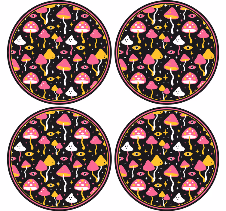 Untersetzer freak mit buntem pilzmuster - TenStickers