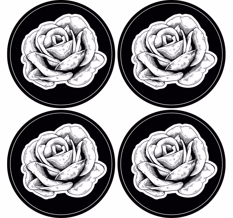Untersetzer mit filigraner schwarzer rose - TenStickers