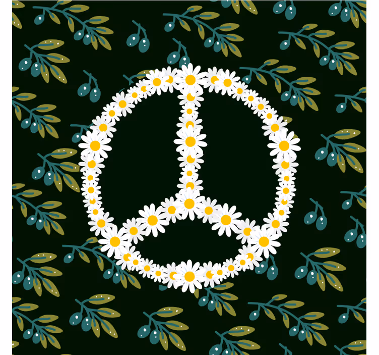 Untersetzer freak mit floralen friedenssymbolen - TenStickers