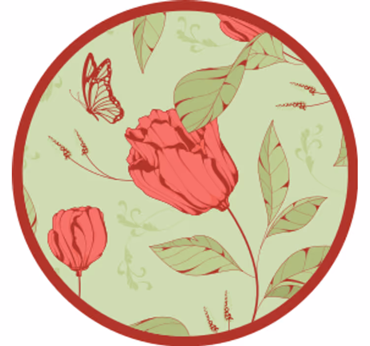 Untersetzer modern mit floralem muster und schmetterling - TenStickers