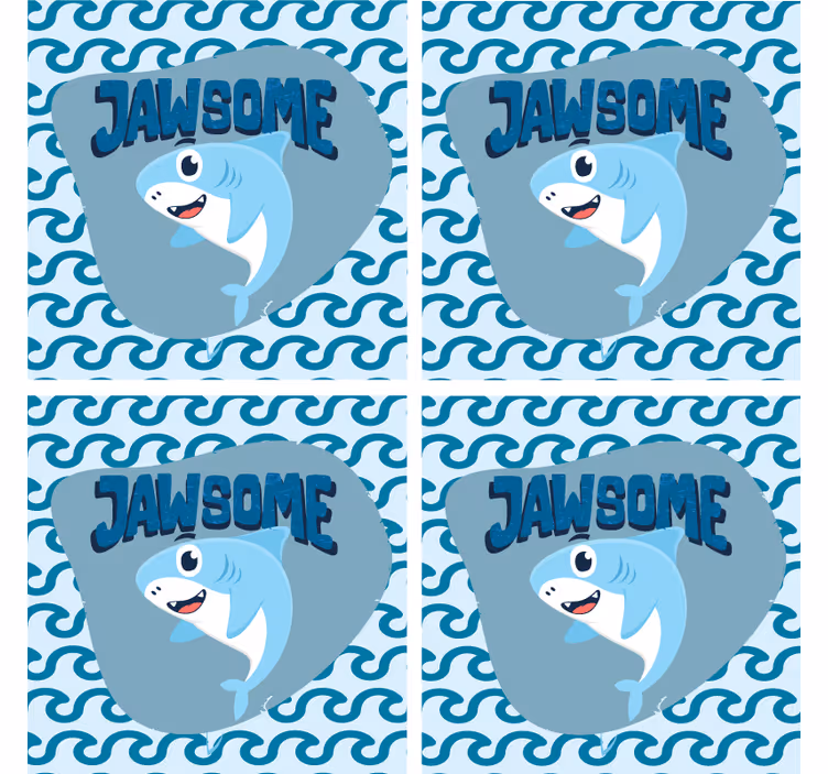 Untersetzer freak cartoon-hai mit wellen - TenStickers