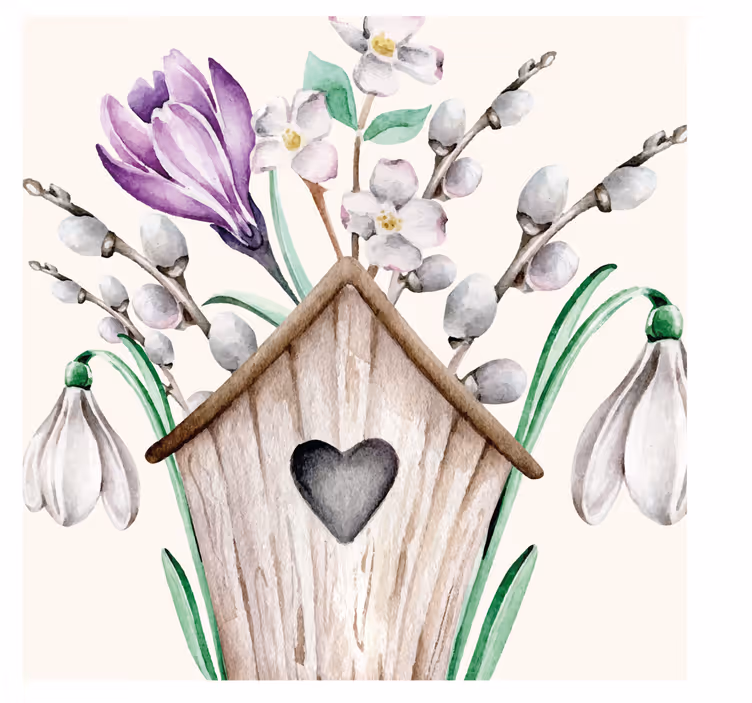 Bierdeckel hochzeit mit holzvogelhaus blumendekor - TenStickers