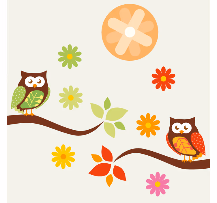 Untersetzer freak bunte eulen und blumen - TenStickers
