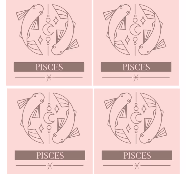 Untersetzer modern Fische rosa karte sternzeichen - TenStickers