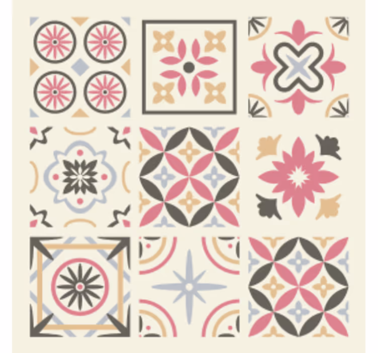 Fliesen untersetzer mit geometrischem blumenelement - TenStickers