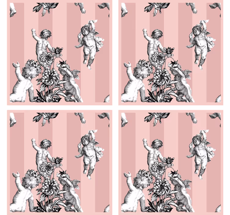 Vintage Untersetzer engelchen und blumenmotiv - TenStickers