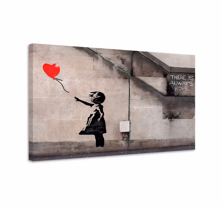 Kunst auf leinwand mädchen mit dem fliehenden ballon - TenStickers