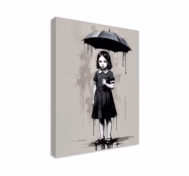 Kunst auf Leinwand regenschirm mädchen - TenStickers
