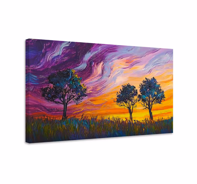 Wandbilder Landschaft bunter himmel und bäume - TenStickers