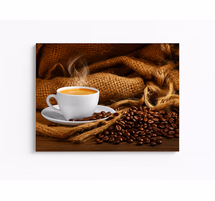 Leinwandbild Küche kaffeebohnen und tasse - TenStickers