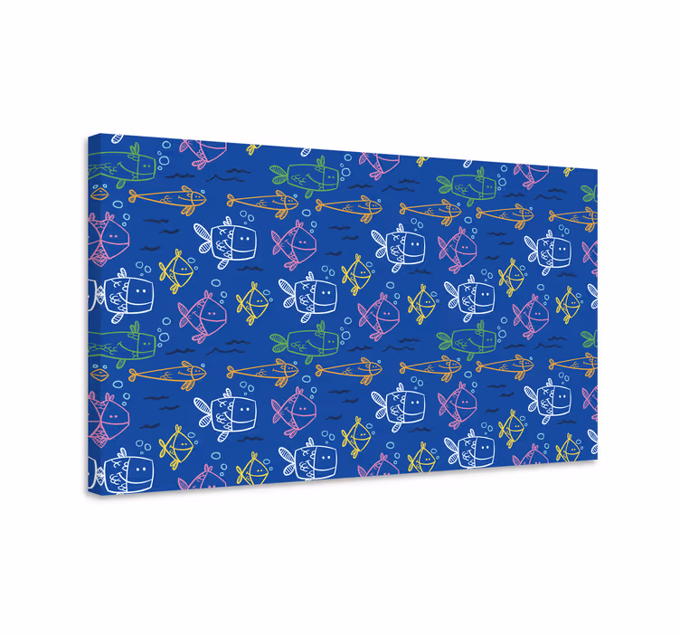 Wandbild fische meerestiere auf blauem hintergrund - TenStickers