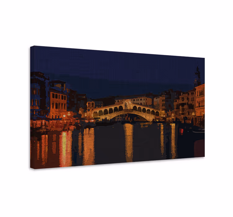 Leinwandbild beleuchtete brücke reflexion - TenStickers