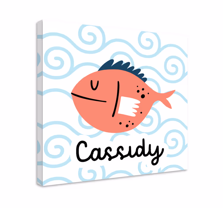 Leinwandbild personalisiert Lächelnder Fisch mit Namen - TenStickers