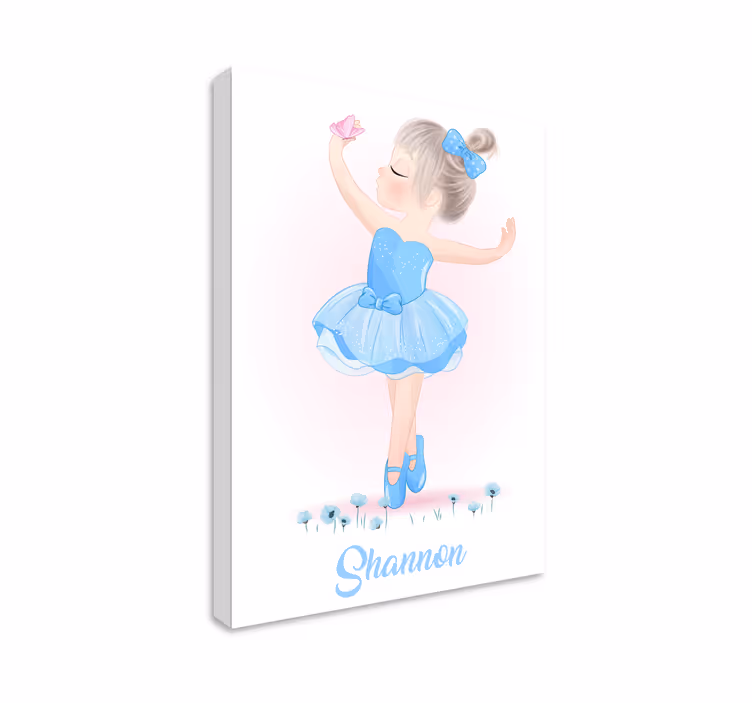 Leinwandbild kinder tanzendes mädchen mit schmetterling - TenStickers