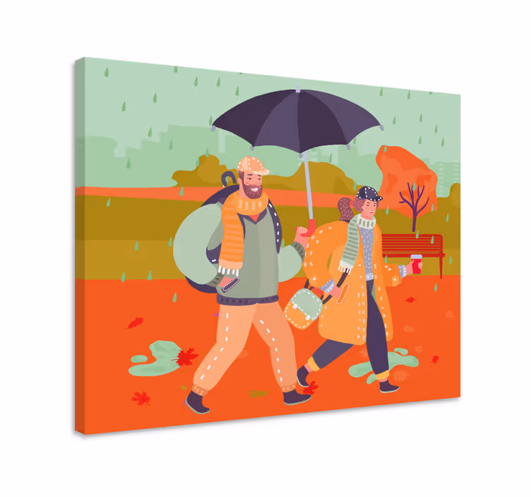 Leinwandbild paar beim gemeinsamen spaziergang - TenStickers