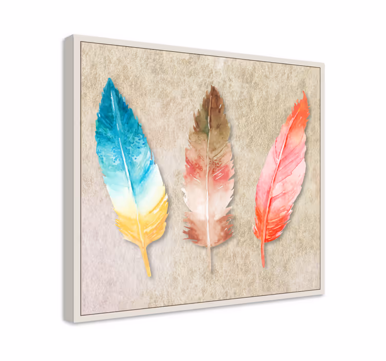 Wandbild federn buntes federtrio - TenStickers