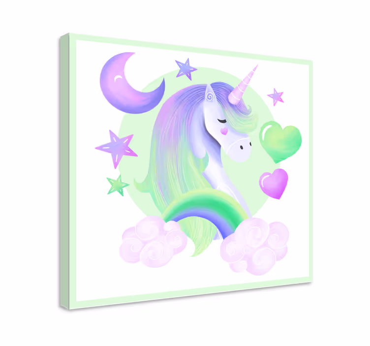 Einhorn Wandbild Einhörner herz und regenbogen - TenStickers