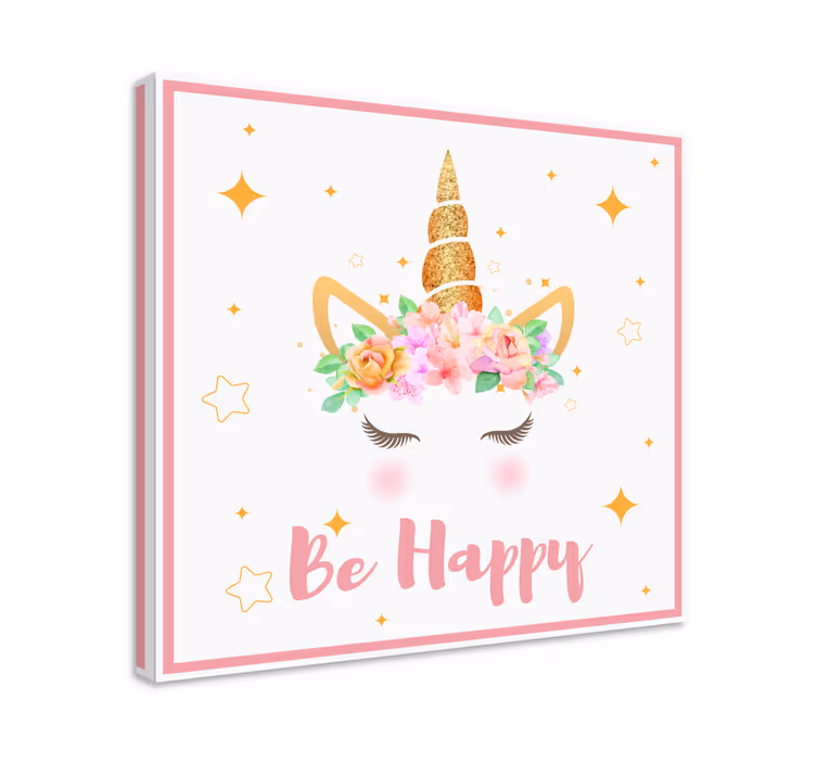 Einhorn Wandbild Einhörner phrase glücklich sein - TenStickers