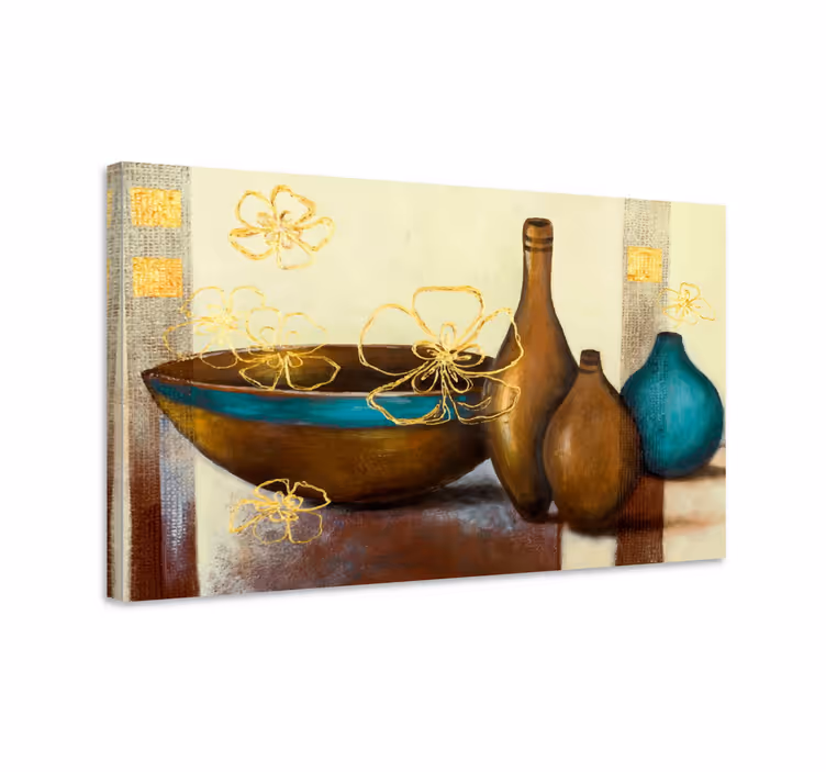 Leinwandbild Obst Bodegones marrón y turquesa - TenStickers
