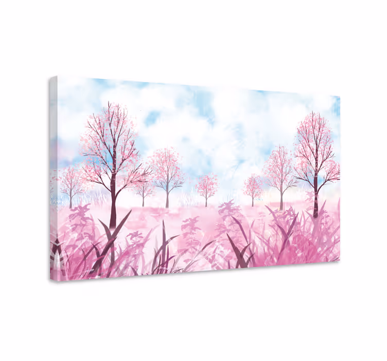 Leinwandbild pinke blütenlandschaft - TenStickers