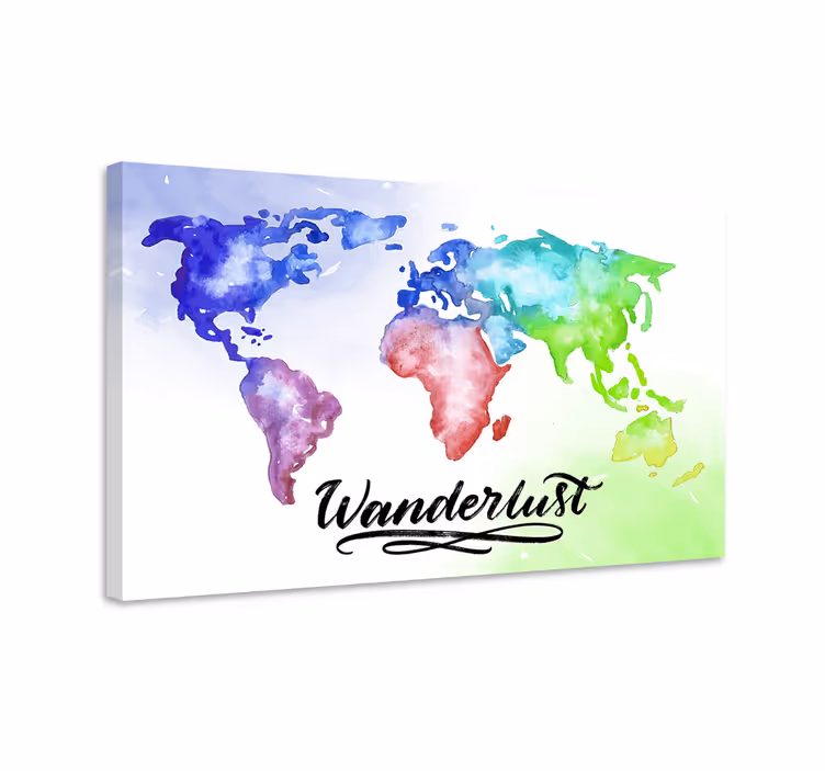 Weltkarte leinwand bunte globale karte - TenStickers