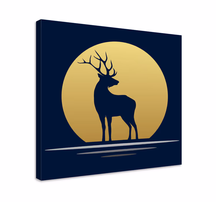 Hirsch bild leinwand mit hirschsilhouette mond - TenStickers