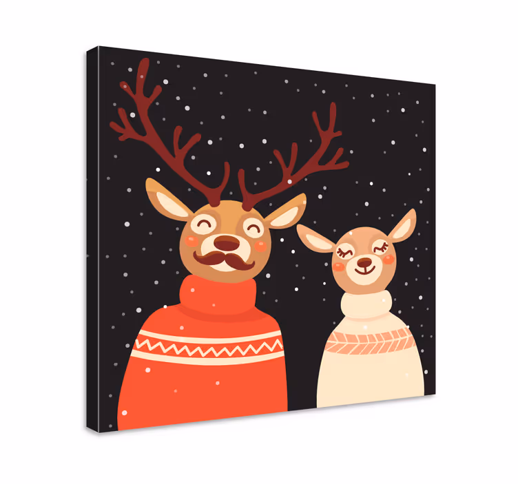 Hirsch bild leinwand festliches rentier paar - TenStickers
