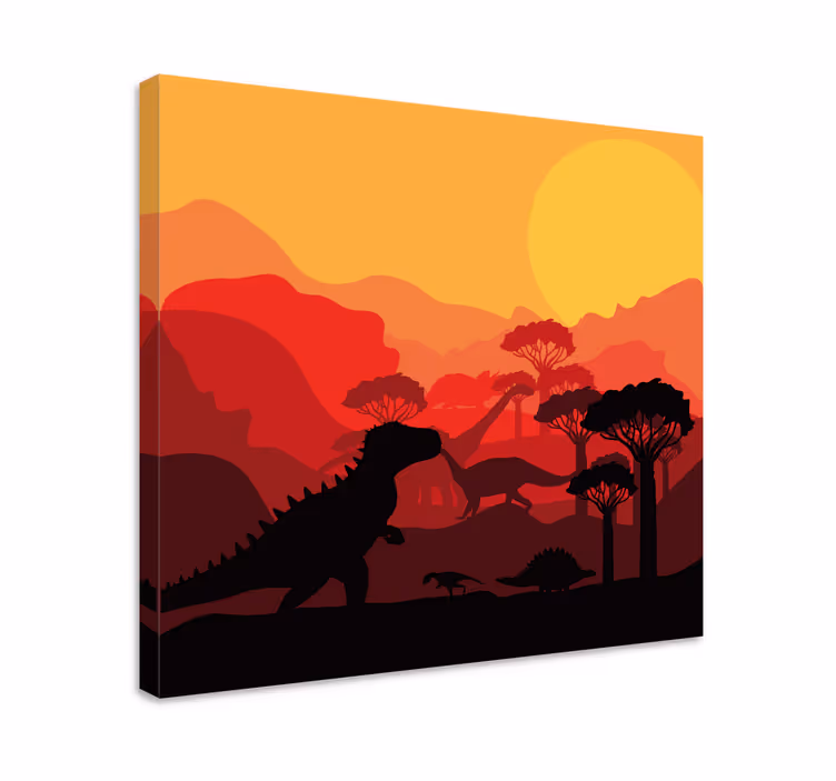 Dinosaurier wandbild dinosauriersilhouette landschaft - TenStickers
