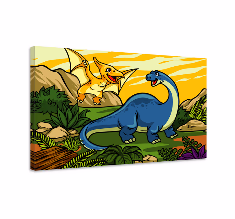 Dinosaurier Wandbild Kinder mit Landschaft - TenStickers