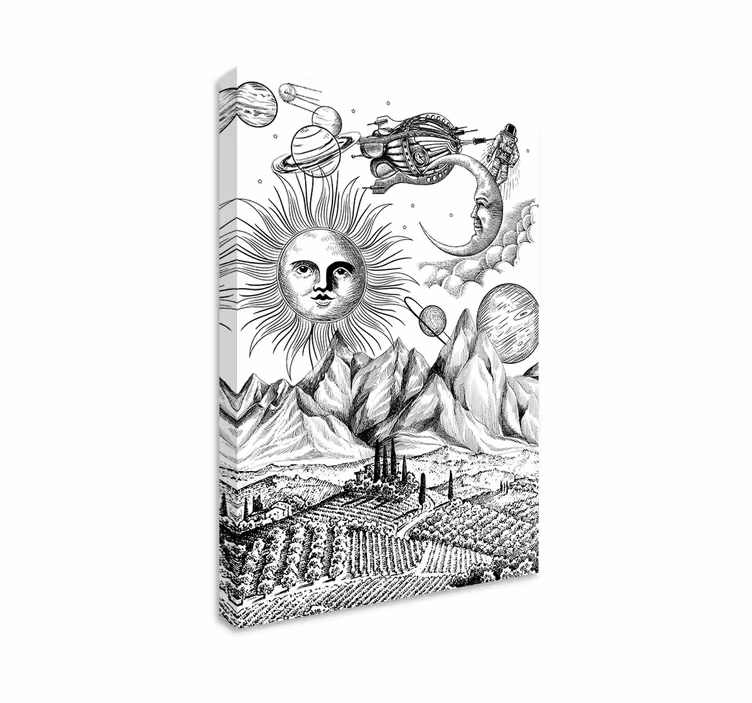 Leinwandbild abstrakt sonne und planeten - TenStickers