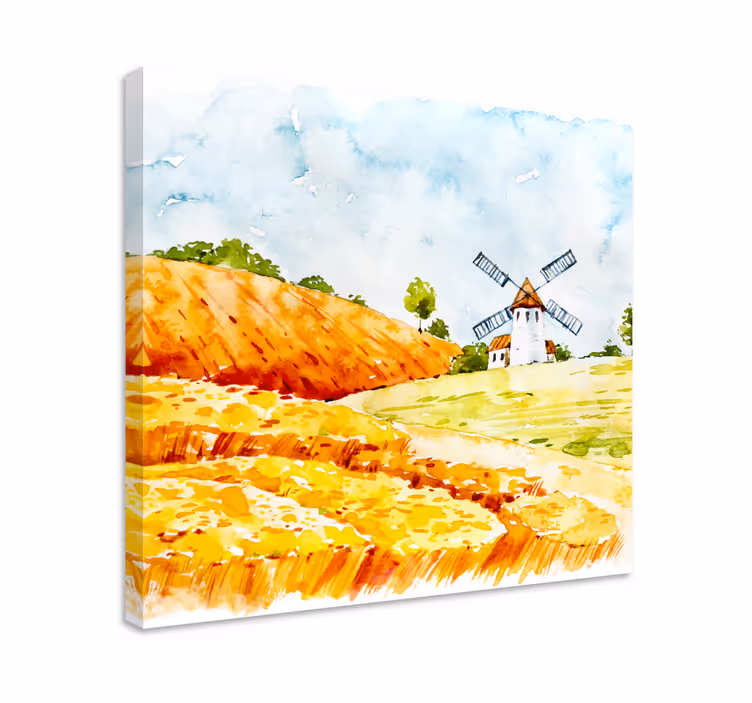 Wandbilder Landschaft windmühle in feldern - TenStickers