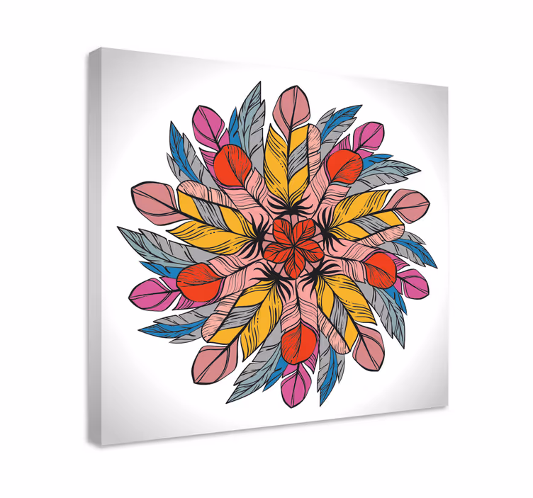 Leinwandbild Ornament buntes federmandala - TenStickers