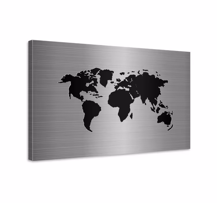 Weltkarte leinwand schwarz - TenStickers