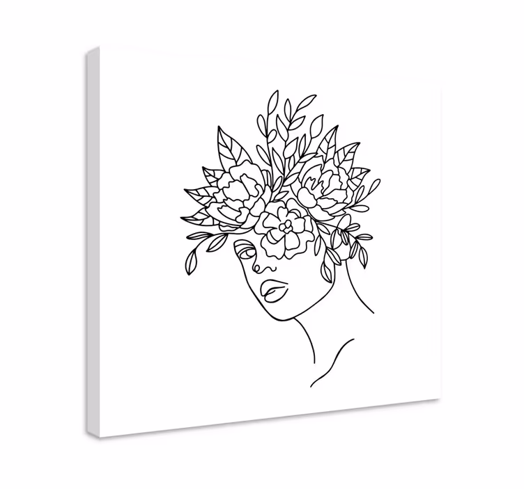 Leinwandbild mit floraler gesichtsumrisszeichnung - TenStickers
